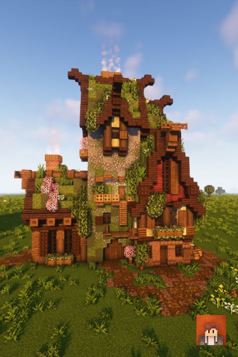 Minecraft Enchanting House Ideas, Mangrove Wood Builds Minecraft, Overgrown Aesthetic Minecraft, Minecraft House Moss Roof, Minecraft Moss Farm, Mossy Cobblestone Minecraft, Moss Farm Minecraft, Overgrown Castle Minecraft, Minecraft Moss House Ideas