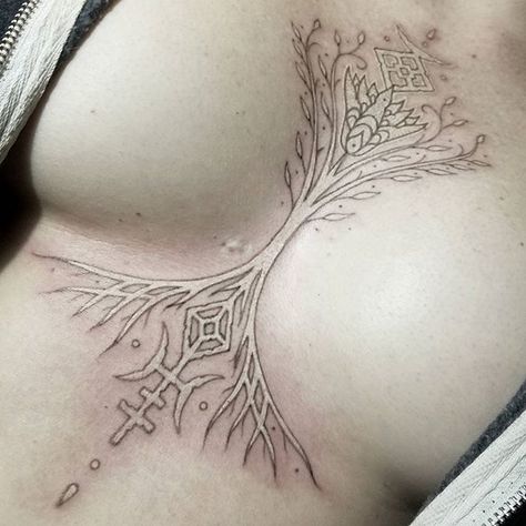 Elven Tattoo, Women Sternum Tattoo, Sternum Tattoos For Women, Elf Tattoo, Mandala Sternum Tattoo, Geek Tattoos, Sternum Tattoos, Sternum Tattoo Design, Underboob Tattoo Designs