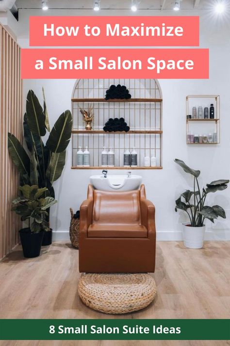 How to Maximize a Small Salon Space | 8 Small Salon Suite Ideas | Minerva Beauty Small Space Salon Ideas Layout, Best Lighting For Hair Salon, Salon Rooms Ideas, My Salon Suite Modern, Salon Room Ideas Home, Hair Salon Small Space, Small Home Salon Ideas Layout, Small Salon Paint Ideas, 100 Sq Ft Salon Suite