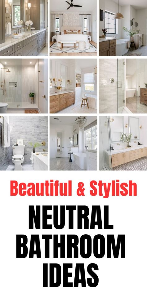 Elevate your bathroom with our curated collection of 34 Neutral Bathroom Ideas! 🛁✨ 

Discover the timeless elegance and serene beauty of neutral color palettes. 

From soft beige tones to sophisticated grays, these ideas will help you create a calming and stylish sanctuary. 

Whether you're looking to remodel or simply refresh your space, these neutral bathroom ideas are perfect for achieving a clean and modern look. 

Dive into our collection and find inspiration for your dream bathroom today! #BathroomDecor #NeutralBathroom #HomeDesign #BathroomInspiration Simple Classic Bathroom Ideas, Cream And White Bathroom Decor, Neutral Color Bathroom Decor Ideas, Main Bathroom Inspiration, White And Off White Bathroom, Farmhouse Neutral Bathroom, Modern Bathroom Remodel Ideas Elegant, White Bathroom With Accent Wall, Mood Board For Bathroom Design