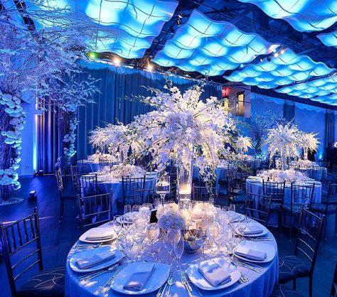 Ice Themed Wedding, Winter Wonderland Quince, Quinceanera Winter Wonderland, Winter Wonderland Quinceanera, Blue Quinceanera Theme, Winter Wonderland Ball, Winter Wonderland Wedding Theme, Royal Blue Wedding Theme, Wonderland Sweet 16