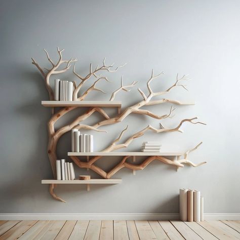 Shop on Etsy We are delighted to present our exquisite collection of unique floating tree branch tables, which are the ideal combination of functional craftsmanship and nature-inspired design. course. These natural floating shelves, handcrafted from tree branches, add a rustic chic feel to any area. Using only the finest natural wood, each tree branch shelf is meticulously constructed to highlight the distinctive textures and patterns found on the actual tree branches. Each floating shelf is a u Tree Bookcase, Driftwood Shelf, Floating Books, Rustic Bookcase, Tree Bookshelf, Floating Bookshelf, Tree Shelf, Tree Branch Wall, Corner Wall Shelves