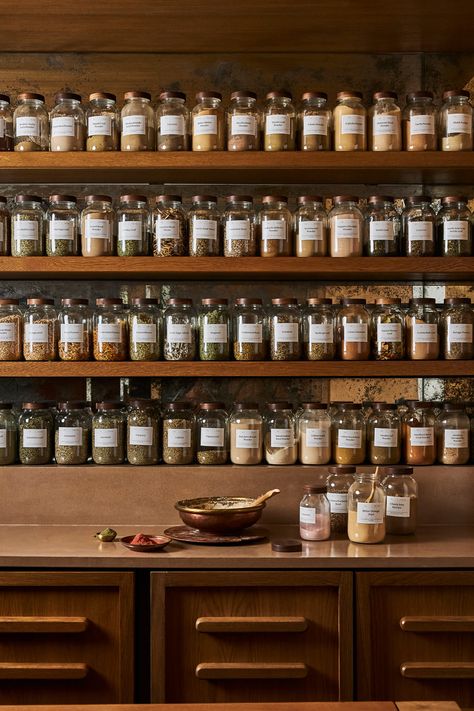 Spice Shop Interior Design, Spice Store Interior Design, Spice Rack Aesthetic, Ayurvedic Spa Interiors, Ayurvedic Clinic Interior Design, Spa Aesthetic Bathroom, Apothecary Shop Aesthetic, Spice Shop Design Ideas, Apothecary Decor Ideas