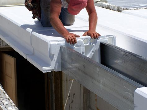 Amdeck: Insulated Concrete Floor and Roof System | Amvic Concrete Roof Detail, Icf Construction, Grade Of Concrete, Insulated Concrete Forms, Interlocking Blocks, Energy Efficient Buildings, Concrete Houses, Modern Construction, Concrete Diy Projects