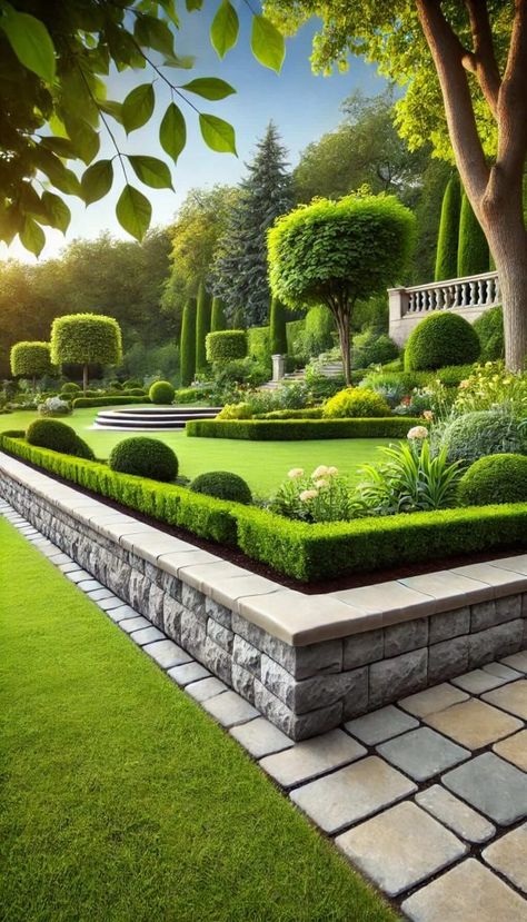 25 Innovative Modern Garden Edging Ideas for a Standout Landscape 43 Modern Backyard Garden Design, French Country Landscape, Annex Ideas, Villa Courtyard, Garden Edging Ideas, Garden Picture, Roman Villa, French Country House Plans, Wedding Lounge