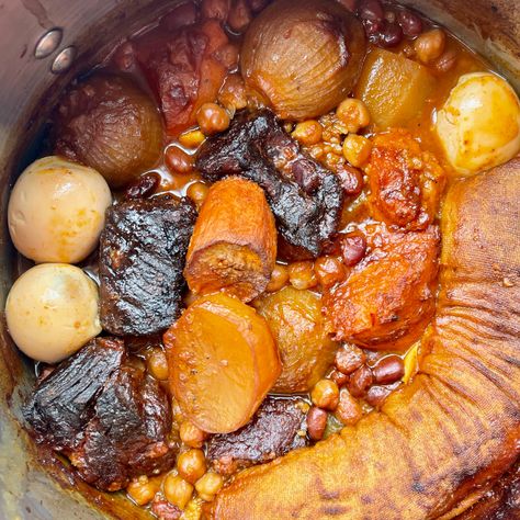 Chamin (a.k.a. Cholent) is a warmly spiced overnight stew that has survived centuries of history and migration.  I used to have it and make it with friends as a weekend brunch with possibly malawach or jachnoon (rich sabbath pastries) and possibly a nap afterward.  The versions will vary from personal tradition but the Cholent Recipe, Boneless Beef Short Ribs, Matzo Meal, Heirloom Recipes, Spice Set, Canned Beans, Beef Short Ribs, Food Options, Weekend Brunch