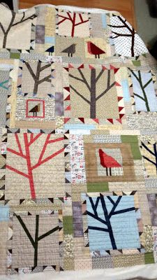 Wonky Quilt Blocks, Tree Quilt Pattern, Bird Quilt Blocks, Fall Quilt Patterns, Abstract Quilt, Bird Quilt, Organic Lines, Animal Quilts, Tree Quilt