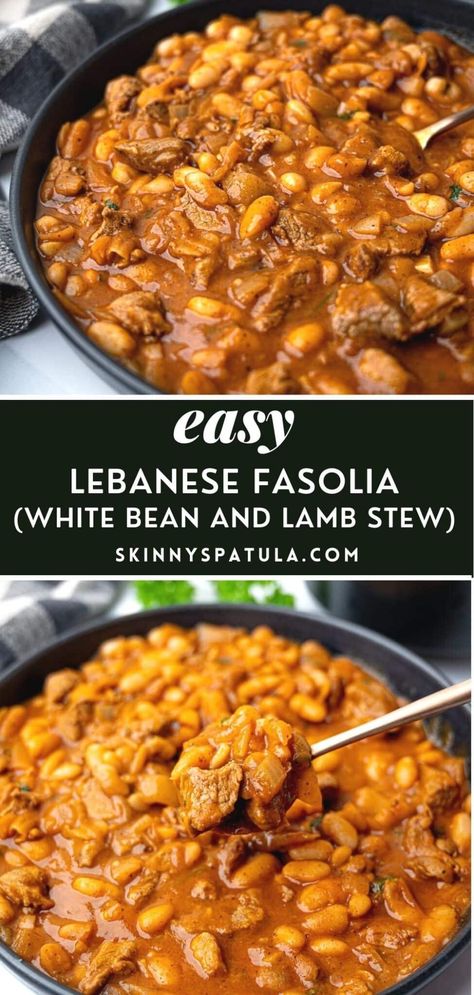 Lamb Bean Stew, Lamb And Bean Stew, Lebanese Feast Table, Lebanese Stew Recipes, Mediterranean Lamb Stew, Soups With Lamb, Lebanese Main Dishes, Lamb And Lentils, Lamb Lentil Stew