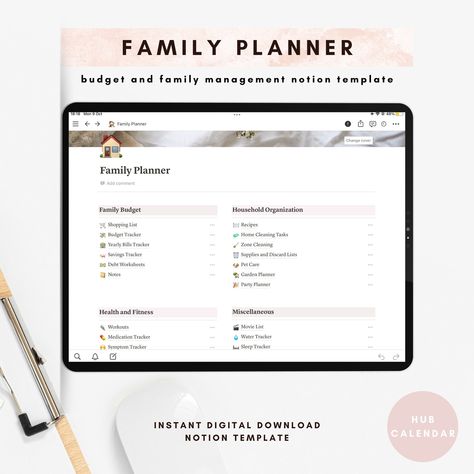 Managing a household can be a juggling act, but with our Notion Family Management Template, you can bring order, organization, and harmony to your home life. This versatile planner is designed to simplify the coordination of tasks, schedules, and important information for every member of your family. Assign tasks, set rewards, and monitor completion with cleaning trackers. Collaborate on meal plans, create shopping lists, and track dietary preferences and allergies. Store important emergency con Notion Home Management, Notion Template For Moms, Vacation Budget Planner, Family Budget Planner, Grocery Planner, Budget Planner Free, Medication Tracker, Budget Planner Template, Mom Planner