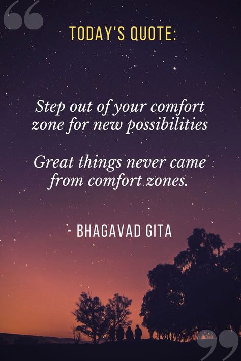 Step out of your comfort zone for new possibilities. - Great things never came from comfort zones. Lao Tzu Quotes Wisdom, Spiritual Motivational Quotes, Clever Pick Up Lines, Comfort Zone Quotes, Quitting Quotes, Bhagwat Geeta, Top Quotes Inspiration, Geeta Quotes, Today's Quote