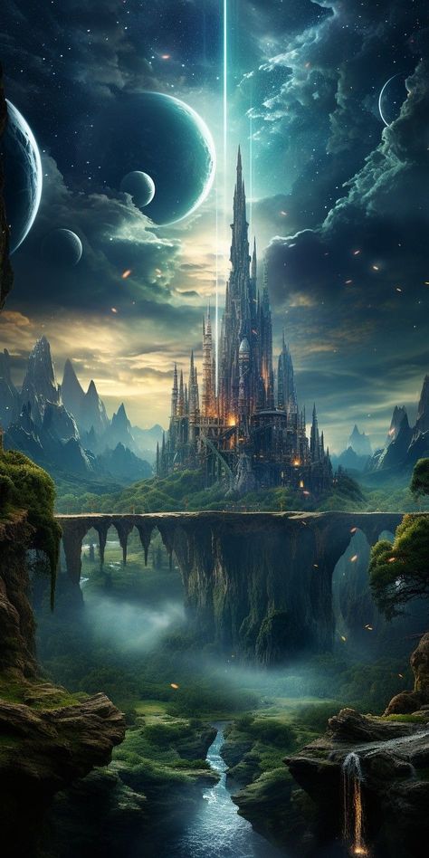 Fantasy World Art City, Fantasy World Art Dreams, Mystical Art Magic, High Fantasy Art, Fantasy World Aesthetic, Fanasty Art, Scifi World, Fantasy World Art, Magical Fantasy World