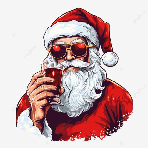 santa drinking beer merry christmas vector illustration funny santa santa face funny christmas png Funny Santa Illustration, Santa Drinking Beer, Christmas Vector Illustration, Merry Christmas Vector, Illustration Funny, Face Funny, Bad Santa, Christmas Vector, Funny Santa