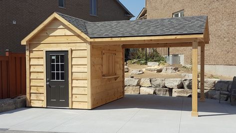 Shed With Gazebo, Shed With Deck Patio, Shed With Overhang Porch, Shed With Carport Ideas, Shed With Covered Porch, Shed Pavilion, Shed With Overhang, Shed Patio, Party Shed