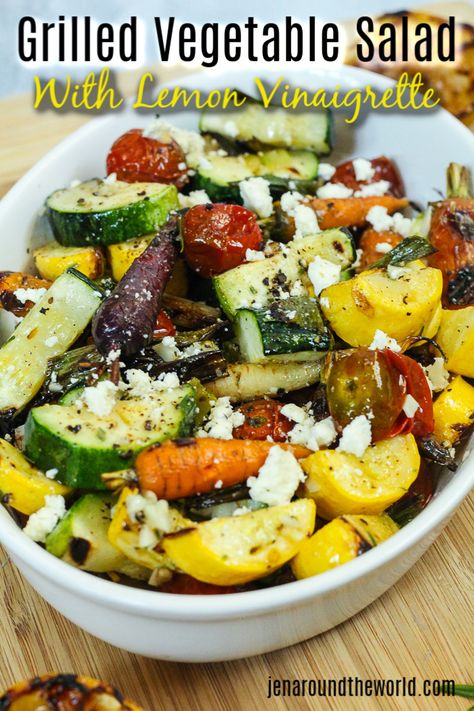 Salad With Citrus Vinaigrette, Grilled Vegetable Salad, Salad With Citrus, Grilled Vegetable Salads, Grilled Salad, Citrus Vinaigrette, Veggie Salad, Mediterranean Cuisine, Mediterranean Diet Recipes