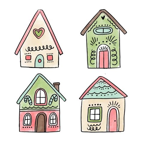 Cute Houses Drawings, Cute Buildings Drawing, House Cute Drawing, How To Draw A House, Cute House Drawing, Small House Drawing, Drawing A House, Houses Drawing, Doodle House