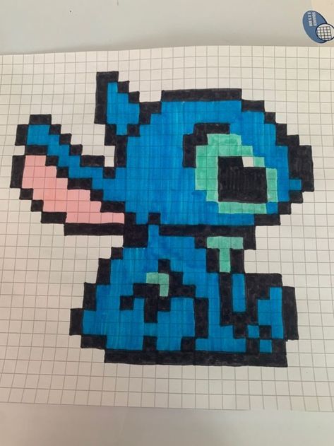 Pixel Art Stitch, Granville Ohio, Square Drawing, Famous Artworks, ليلو وستيتش, Graph Paper Drawings, Easy Pixel Art, Pixel Art Templates, Stitch Drawing