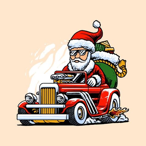 Santa Illustration, Santa Cartoon, Xmas Drawing, How To Draw Santa, Merry Christmas Vector, Christmas Cutouts, Christmas Landscape, Christmas Tree Toy, Christmas Car