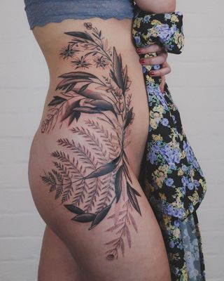 Gardener Tattoo, Tea Tattoo, Botanical Tattoos, Thigh Tat, Floral Thigh Tattoos, Botanical Tattoo, The Gardener, Dream Wedding Ideas Dresses, So In Love