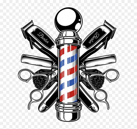 Barber Logo Ideas Graphic Design, Barbershop Design Logo Art, Barber Logo Design Ideas, Barbershop Illustration, Barbershop Logo Ideas, Barber Clipart, Barber Illustration, Barber Logo Design, Logo Barbershop