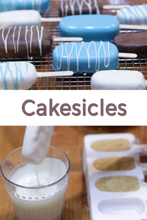 How To Make Cakesicles Video, Chocolate Covered Cake Popsicles, Cake Ice Cream Pops, Cakesicles Recipes Videos, How To Make Popsicle Cake Pops, Cake Pops Popsicle, How To Make Cake Popsicles, Cakecycle Pops, Graduation Cakesicles Ideas