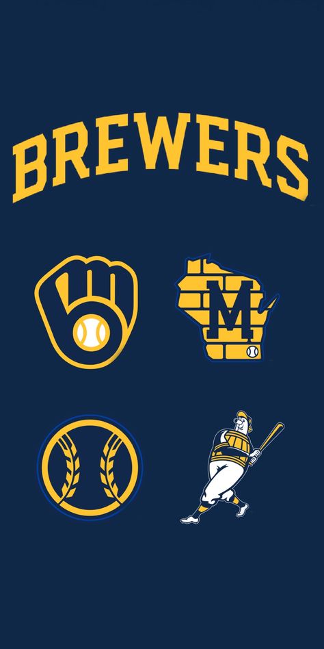 Brewers New School Wallpaper Brewers Wallpaper, Milwaukee Brewers Wallpaper, Mlb Wallpaper, Mlb Team Logos, Baseball Wallpaper, Baseball Pitching, Mlb Logos, Sports Team Logos, Baseball Art