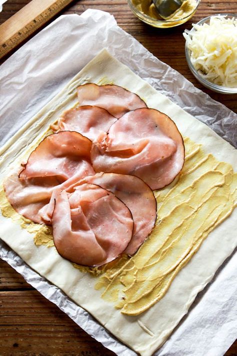 ham + cheese puff pastry | The Clever Carrot Tailgate Sandwiches, Ham Cheese Puff Pastry, Puff Pastry Appetizer, The Clever Carrot, Clever Carrot, Puffed Pastry, Strudel Recipes, Black Forest Ham, Puff Pastry Appetizers