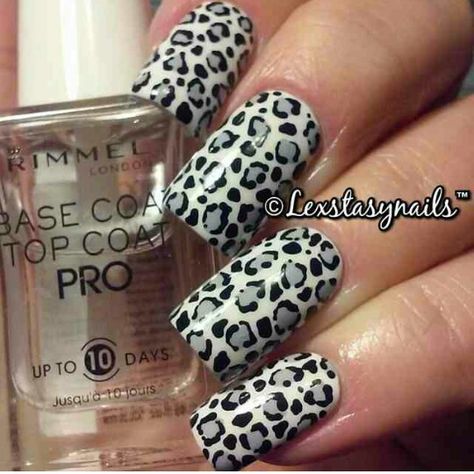 Lexstasy Snow Leopard Print Nails, Snow Leopard Nails, White Leopard Print Nails, Cowgirl Nails, Nails Black And White, Leopard Nail Designs, Leopard Print Nails, Cute Nails For Fall, Print Nails