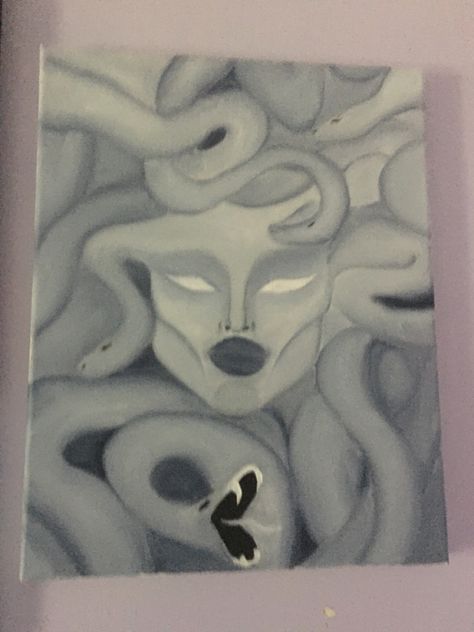 Medusa Painting Easy, Painting On Women Empowerment, Medusa Painting, Painting Women, Tutorials Drawing, Painting Inspo, Easy Drawings Sketches, Square Canvas, Art Tutorials Drawing