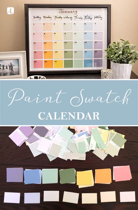 Paint Swatch Calendar, Paint Samples Crafts, Paint Chip Calendar, Paint Chip Crafts, Chip Art, American Lifestyle, Diy Calendar, Paint Chip, Paint Swatches