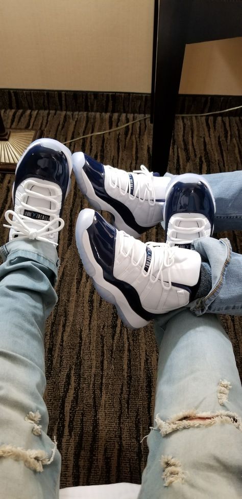 Jordan 11s Midnight Navy. Win like '82. Jordan 11s, Basket Style, Jordan Shoes Girls, Pretty Shoes Sneakers, Jordan Shoes Retro, Shoes Sneakers Jordans, All Nike Shoes, Couple Shoes, Nike Shoes Jordans