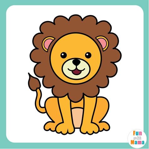 Cartoon Lion Drawing Easy, Lion Sketch Simple, How To Draw Lion, Cute Lion Drawing Easy, Lion Easy Drawing, Cartoon Lion Drawing, How To Draw A Lion, Draw A Lion Easy, Lion Drawing For Kids