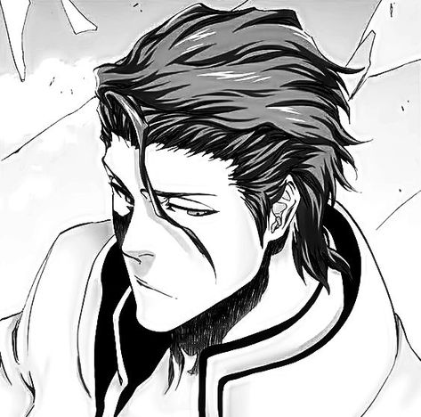 Aizen Sosuke Sketch, Aizen Sosuke Black And White, Aizen Sosuke Drawing, Aizen Manga Icon, Aizen Sketch, Sosuke Aizen Manga, Aizen Manga Panel, Bleach Manga Art, Aizen Sosuke Manga