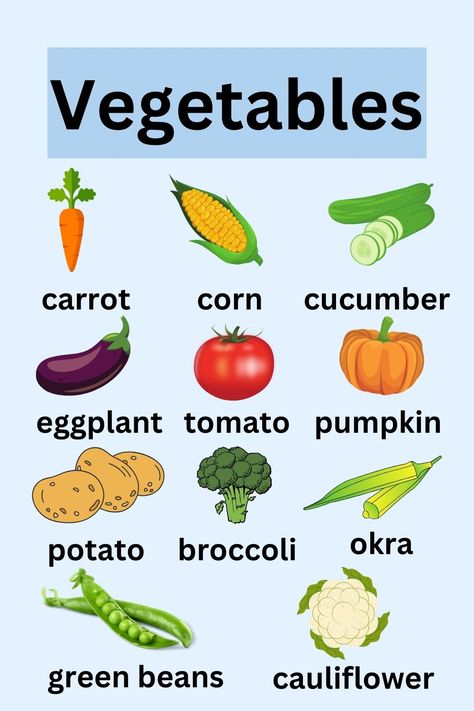 English names of Vegetables| English Vocabulary Name Of Vegetables, Vegetable Drawing, English Names, Broccoli Cauliflower, Chinese Language, Learning English, Okra, English Vocabulary, Learn English