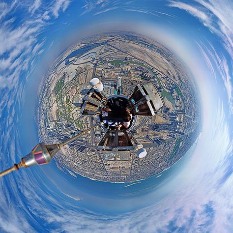 Tiny Planet, Khalifa Dubai, Fisheye Lens, Photography Places, Fish Eye, World Photo, Photography Gallery, Panoramic View, To Infinity And Beyond