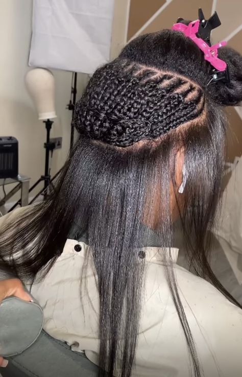 Braid Leave Out, Seamless Sew In Weave, Leave Out Braid Pattern, Braid Pattern For Sew In With Leave Out, 360 Sew In, Hybrid Sew In, Versatile Sew In Braid Pattern, Partial Sew In Weave, Versatile Sew In Weave