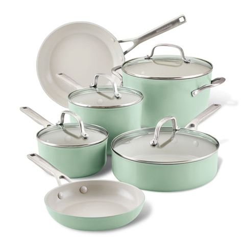 KitchenAid Hard-Anodized Ceramic �– PotsandPans Ceramic Nonstick Cookware, Ceramic Cookware Set, Nonstick Cookware Sets, Ceramic Cookware, Pots And Pans Sets, Kitchen Pot, Nonstick Cookware, Cookware Sets, Pan Set