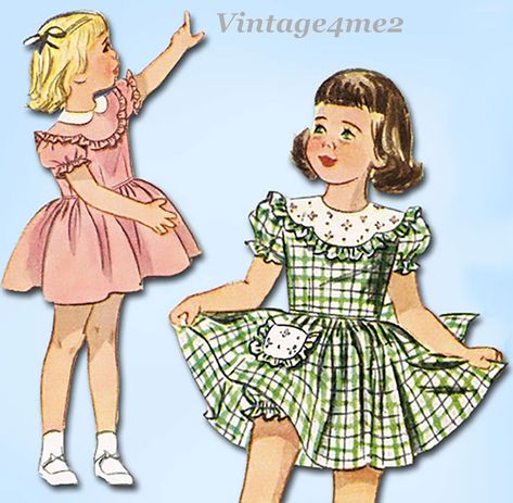 Scallop Dress Pattern, Toddler Fall Fashion, Vintage Toddler Dress, Butterick Patterns Vintage, Toddler Designer Clothes, Children's Dresses, Vintage Vogue Sewing Patterns, Childrens Sewing Patterns, Vintage Girls Dresses