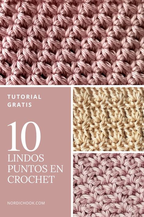 He aquí 10 hermosos puntos en crochet con enlaces para ver tutoriales con fotos. También encontrarás enlaces para patrones gratuitos con los que podrás practicar estos puntos. Beautiful Crochet Stitches, Modern Haken, Crochet Stitches For Blankets, Crochet Stitches Free, Crochet Blanket Designs, Pola Amigurumi, Crochet Stitches Video, Crochet Stitches For Beginners, Crochet Stitches Tutorial