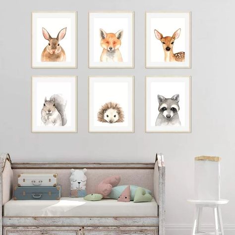 Modern Minimalist Nursery, Woodland Wall Decals, Owl Nursery Decor, Woodland Forest Animals, Animals Rabbit, Nursery Decor Prints, Minimalist Nursery, Woodland Wall, Owl Nursery