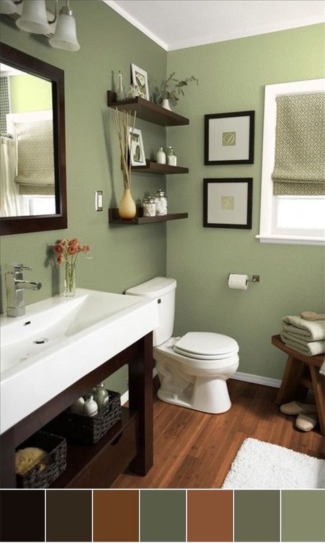 Bathroom Color Schemes, Bathroom Paint Colors, Brown Bathroom, Bathroom Decor Ideas Colors, Bathroom Color, Trendy Bathroom, Apartment Bathroom, Trendy Bedroom, Wood Bathroom