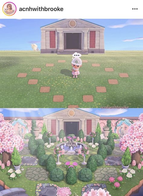 Acnh Elegantcore, Acnh Elegant, Fairy Island, Cottagecore Animals, Cottagecore Animal Crossing, Cottagecore Pink, Ac Ideas, Core Ideas, Pink Island