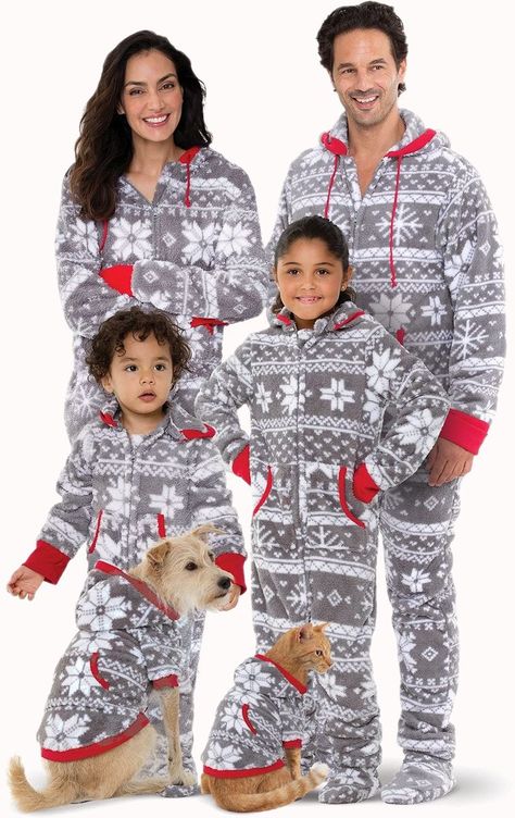 Family Pajamas Matching Sets - Nordic Fleece Christmas Onesie, Gray Family Christmas Onesies, Hoodie Footie, Pyjamas Onesie, Pajamas Matching, Family Pjs, Chica Cool, Matching Family Christmas Pajamas, Christmas Onesie, Matching Pjs