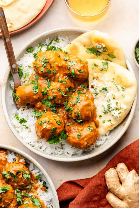 Butter Chicken Meatballs Butter Chicken Meatballs Damn Delicious, Ground Chicken Butter Chicken, Ground Chicken One Pot Meal, Chicken Meatball And Rice, Ground Chicken Meals Healthy, Ground Chicken Indian Recipes, Chicken Meatballs With Rice, Chicken Meatball Sauce Recipe, Ground Chicken Balls