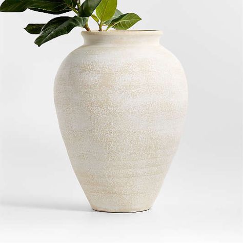 Restoration Hardware Look, Large White Vase, Budget Makeover, Restoration Hardware Style, Olive Jar, Natural Flooring, Coastal Modern, Round Vase, White Vase