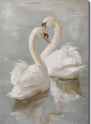 Aesthetic Vintage Painting, Swan Drawing, Two Swans, Vintage Wall Art Prints, Swan Painting, Swans Art, Lake Painting, Cute Paintings, Ethereal Art