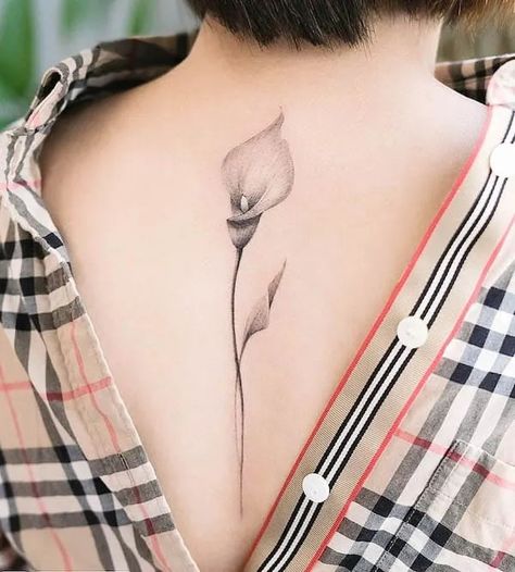 Botanical Tattoo Design, Lillies Tattoo, Spine Tattoos For Women, Lily Tattoo, Botanical Tattoo, Spine Tattoo, Back Tattoo Women, Spine Tattoos, Black Ink Tattoos