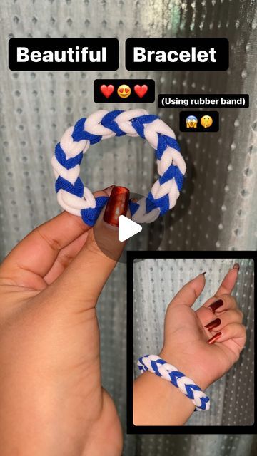 Muskaan bhola on Instagram: "Making a beautiful bracelet 😍 using rubber band 😱😍❤️ . . #bracelet #tutorial #crafter #diy #handmadebracelet #diyhacks #craftideas #fashion  . . Bracelet using rubber band , tutorial , diy , crafter , handmade bracelet , fashion , craft ideas , creative ideas , diy hacks , easy diy ." Rubber Band Bracelet, Rubber Band Bracelet Tutorial, Diy Rubber Band Bracelet, Merry Christmas Gif, Rubber Bracelets, Bracelet Fashion, Christmas Gif, Band Bracelet, Tutorial Diy