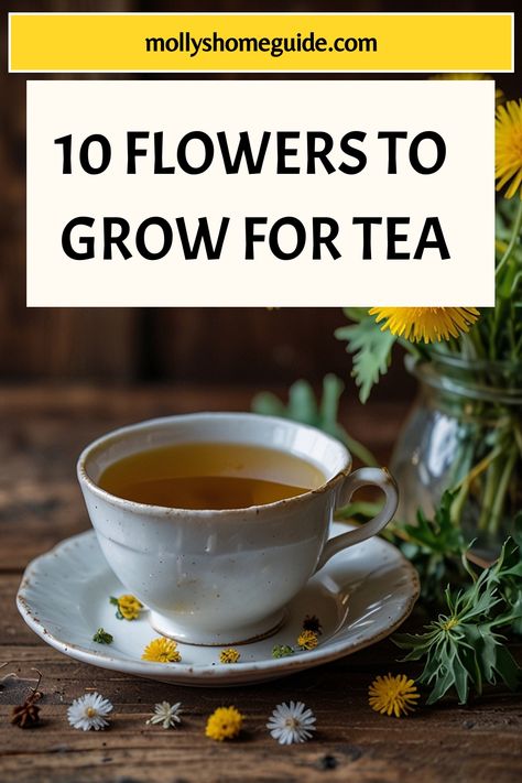 Discover the best flowers for tea when you create your own herbal tea garden at home. From Butterfly Pea to Hibiscus, grow a variety of plants that not only look beautiful but also provide healing properties. Try making Iced Butterfly Pea or Chamomile flower tea for a relaxing treat. Experiment with violet sugar to add a unique twist to your beverages. Learn how to grow these edible flowers and elevate your tea game by incorporating homegrown ingredients into your daily ritual. Edible Flowers For Tea, Herbal Tea Plants, Tea Garden Plants, Flowers For Tea, Flower Teas, Violet Sugar, Lemon Verbena Tea, Elderflower Tea, Calendula Tea