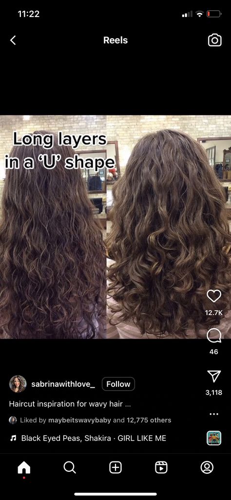 Layered Type 3 Curly Hair, Curls With Layers Naturally Curly, Wavy Hair Short Layers Long Lengths, U Haircut Curly Hair, Heavy Layers Wavy Hair, Long Curly Hair Long Layers, U Shape Haircut Wavy Hair, Curly Framing Layers, Long Layers 2c Hair