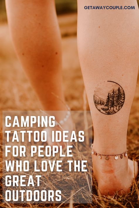 Tattoos are a great way to express yourself. Have you thought about getting a camping tattoo to display your love of nature? Camping Tattoo Ideas for People Who Love the Great Outdoors Camping Tattoos For Couples, Outdoor Matching Tattoos, Small Camping Tattoo Ideas, S’more Tattoo, Nature Couple Tattoos, Couples Nature Tattoos, Camping Scene Tattoo, Tattoo Ideas Outdoors, Camp Tattoo Ideas